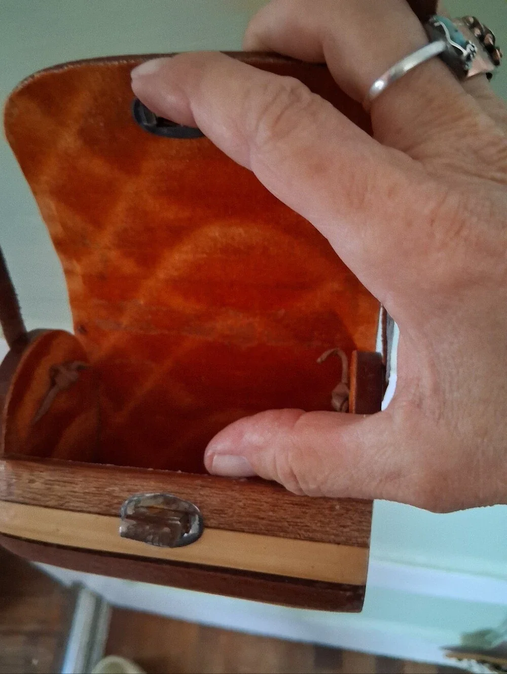 Brown and Tan Wooden Crossbody Bag - Unbranded